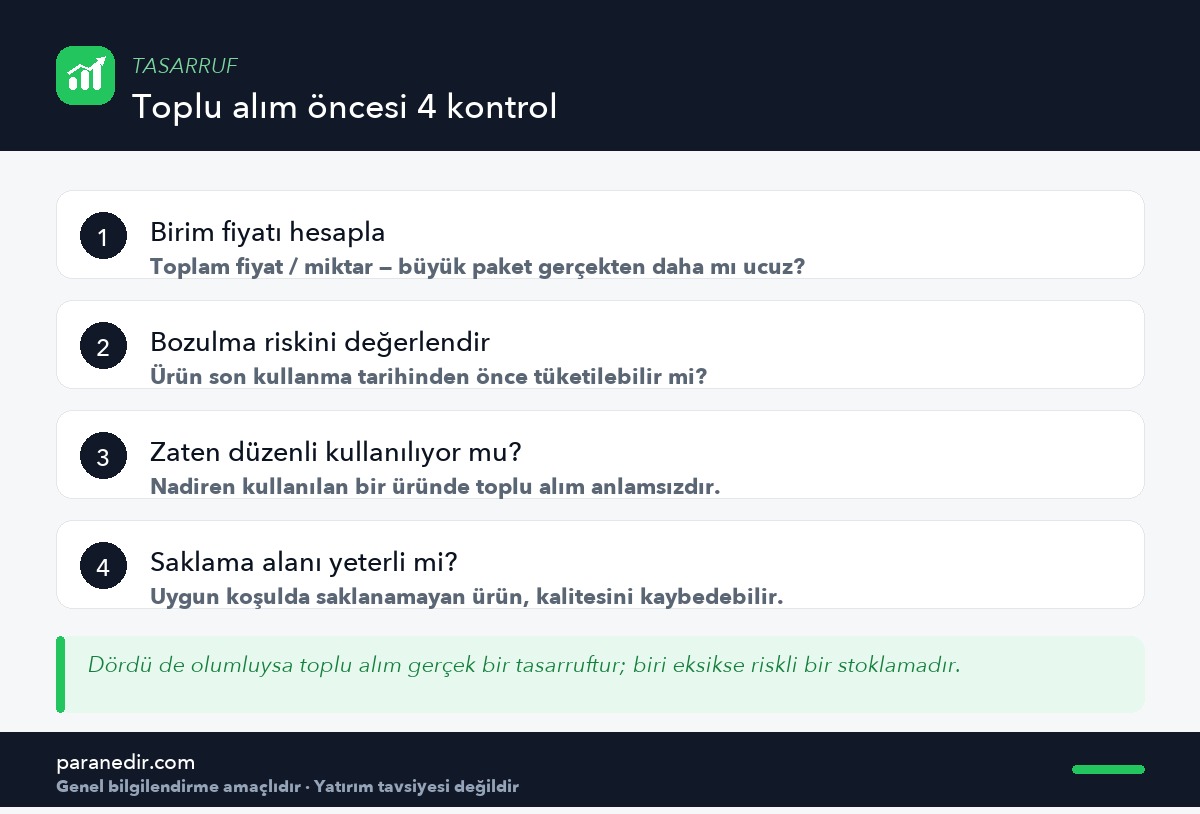 Toplu alım öncesi kontrol edilmesi gereken dört soru