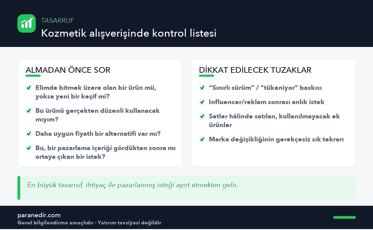 Kozmetik alışverişinde sorulacak sorular ve dikkat edilecek tuzaklar