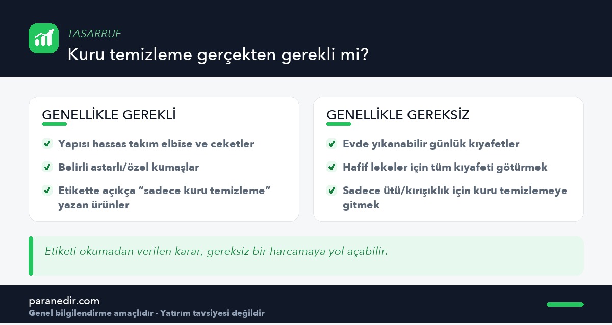 Kuru temizlemenin gerçekten gerekli olduğu ve olmadığı durumlar