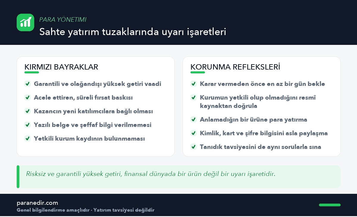 Sahte yatırım tuzaklarında kırmızı bayraklar ve korunma refleksleri