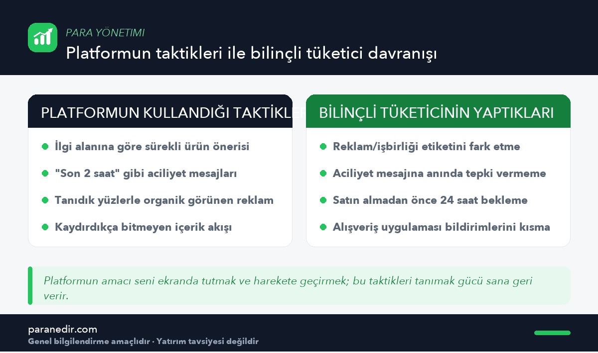 Sosyal medya platformlarının harcama tetikleyici taktikleri ve bilinçli tüketici tepkileri